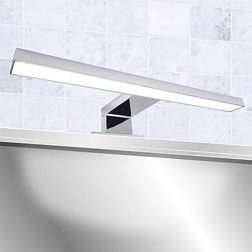 Leddy Living - Lampada LED da Specchio Bagno | 5.2W 450LM | IP44 Anti-Appannamento | Luce Trucco 6000K | Facile Installazione, Cromo, 30 cm, ABS