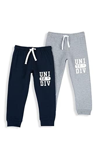 Chicco Set Pantaloni Lunghi In Felpa Pesante, Pantaloni sportivi invernali Bambini e ragazzi, Grigio/Blu, 7 anni