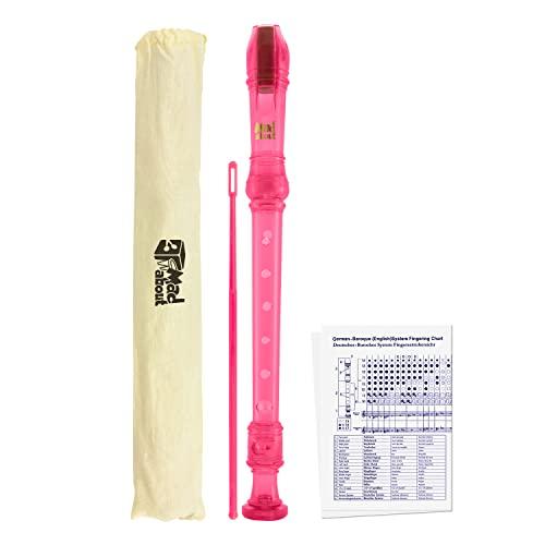 Mad About Rec01 Flauto Dolce Soprano con Custodia, Scovolino per Pulizia e Tabella per Diteggiatura, Rosa