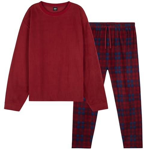 CityComfort Pigiama Uomo Set, 2 Pz Set Pile Abbigliamento da Casa - Regalo Uomo (Rosso, M)
