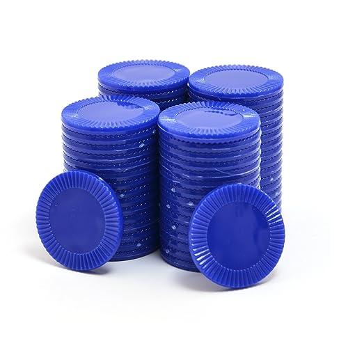 Smartdealspro Mini contatori di apprendimento in plastica opaca, gettoni per giochi di fiches da poker, con scatola portaoggetti, blu scuro, 32 mm (64 pezzi, girasole)