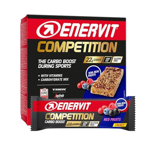 Enervit Competition Bar Red Fruits, Barrette Energetiche, Formula Tecnica, Adatte Durante Attività ad Alta Intensità, 22g di Carboidrati, Gusto Frutti Rossi, VeganOK, Senza Glutine, 12 Barrette da 30g