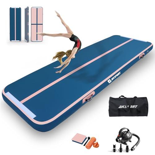 AKSPORT Tappeto Gonfiabile per Ginnastica da 3/4/5/6 metri Air Track Ginnastica Artistica 10/20 cm con Pompa Elettrica per Casa, Campeggio, Palestra,Formazione,Cheerleading