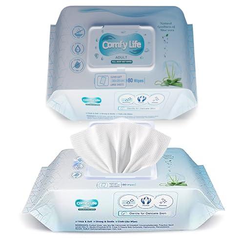 Comfy Life Salviette umidificate per la pulizia completa del corpo, grandi e lussuose, senza risciacquo, senza profumo, per la cura intima, lenzuola morbide (1 confezione)