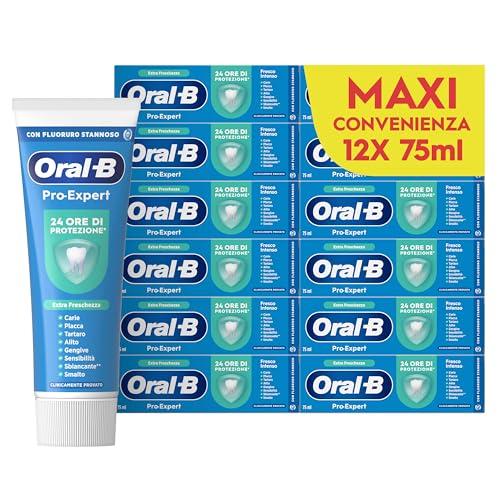 Oral-B Dentifricio Sbiancante Pro Expert Alito Fresco 12x75ml, Dentifricio Oral B Formato Convenienza, Clinicamente Provato, Pulizia Denti Efficace, Sapore Menta Verde