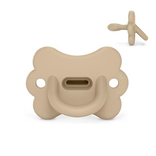 Suavinex, Ciuccio Tutto in Silicone, per Bambini 6/18 Mesi e Neonati, Ciuccio con Tettarella Fisiologica Sx Pro, Super Morbido e Flessibile, Ideale per Dormire, Color Essence Butterfly, Beige