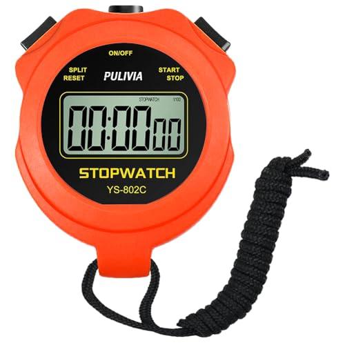 Cronometro Sportivo con Silenzioso e Pulsante ON/OFF, No Orologio No Calendario per Easy Operation, PULIVIA Digitale Cronometro per Gli Allenatori per Bambini che Gestiscono il Nuoto, Rosso
