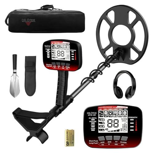 DR.ÖTEK Metal Detector Professionali per Adulti e Bambini, Impermeabile per Oro con Pinpoint e Terreno, Abbinamento Rapido, 6 Modalità, Alta Precisione, Leggero e Facile da Usare,Rosso