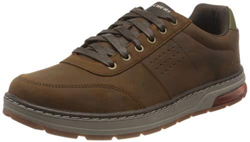 Skechers Evenston, Scarpe da ginnastica Uomo, Pelle Marrone Scuro, 43 EU