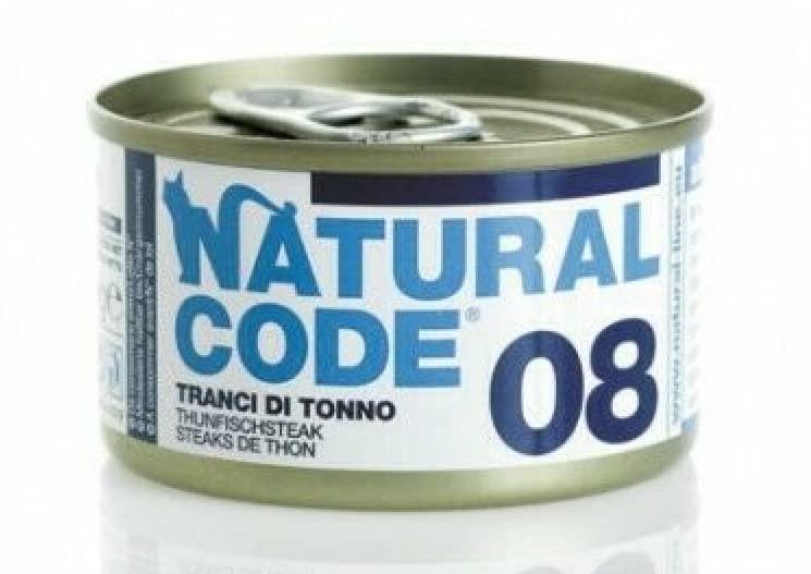 Natural Code Adult Gatto Cibo Umido Tranci di Tonno. 12 LATTINE da 85g CADAUNO