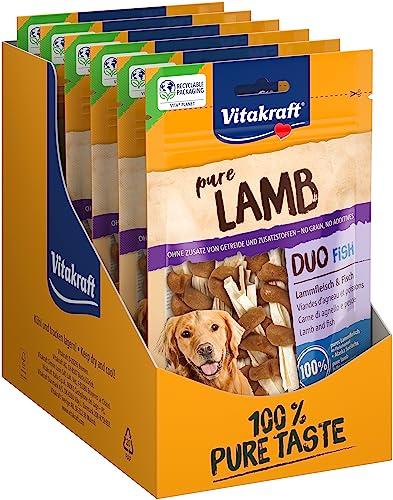 Vitakraft Snack di carne, Lamb Duo, strisce di pesce avvolte in carne di agnello, leccornie per cane, senza l'aggiunta di zuccheri e cereali (8x 80g)