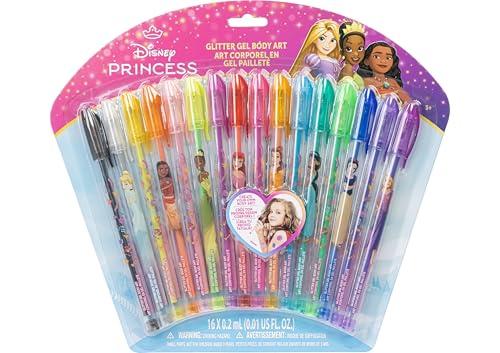Townley Girl Disney Princess 16 pezzi Glitter Pen Body Art Set, colori brillanti e brillanti, età 3