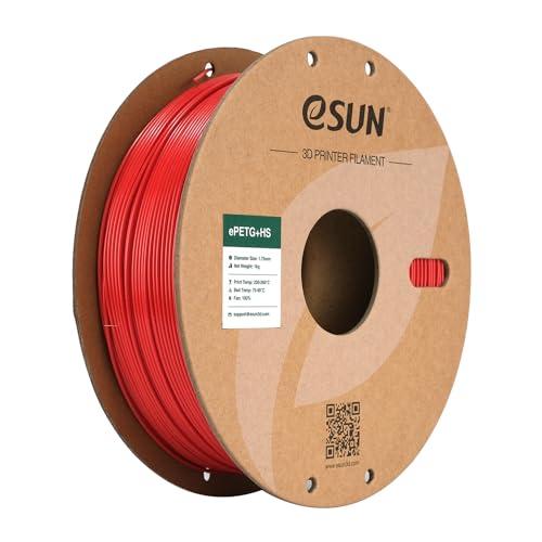 eSUN PETG 1,75 mm Filamento, filamento per stampante 3D ad alta velocità PETG+HS, precisione dimensionale +/- 0,03 mm, bobina da 1 kg (2,2 libbre) PETG ad alta velocità per stampanti, rosso fuoco