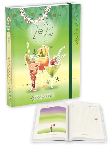 AKENA Agenda Goccioline Giornaliera- Day 2026 12 Mesi 11,5x16,5 Centimetri Chiusura Con Elastico GO26AM (Verde)