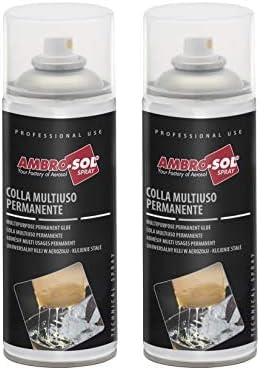 Ambro-Sol I254 Colla Multiuso Permanente, Asciugatura Pressoché Immediata, Utilizzabile sui più Svariati Materiali, Resistente, Bomboletta Spray in Banda Stagnata 100% Riciclabile all'Infinito 400 ml