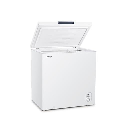 Hisense FT184D4AWYE - Cassapanca congelatore orizzontale, cestello con manico, controllo elettronico della temperatura, con capacità netta 142 l, silenziosa 40 dBA, colore: bianco