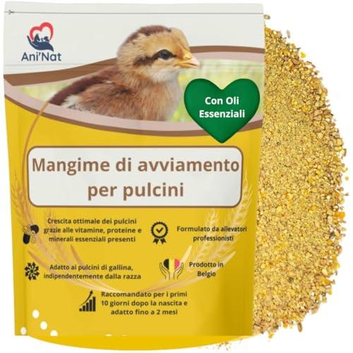 AniNat Alimento starter per pulcini, Cibo 1 ° età con vitamine, proteine e minerali, oli essenziali. Adatto fin dalla nascita. (1,8 kg) (1800 grammi)