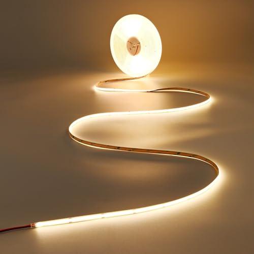 JOYLIT 15M Striscia LED COB 24V Bianca Caldo 3000K, 480LED/M CRI 90+ 10500LM Alta Luminosità Dimmable Autoadesivo LED Strip Per Camera da Letto, Armadietti Della Cucina (Alimentazione non Inclusa)