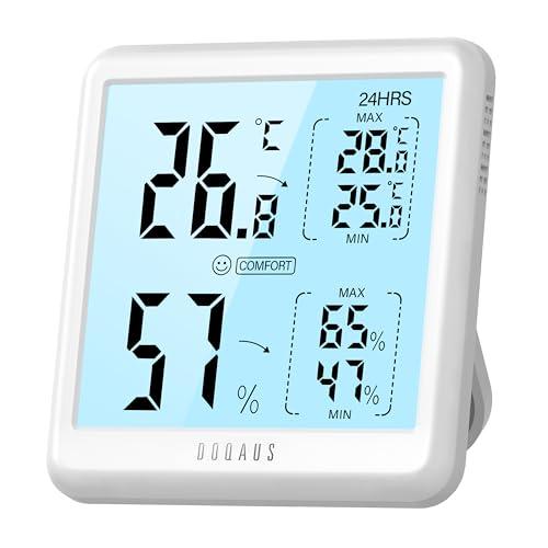 DOQAUS Termometro Ambiente Interno, 5s Aggiorna Igrometro Digitale con Retroilluminazione Touch,Max/Min Record, Monitor Temperatura umidità per Casa, Vino