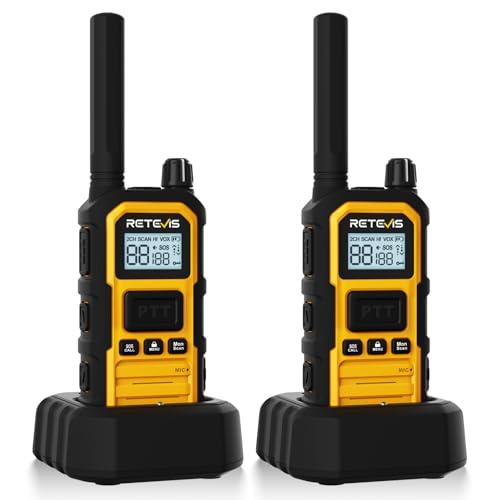 Retevis RB648 Plus Walkie Talkie, Ricetrasmittenti Professionali, IP67 Impermeabile, SOS Vibrazione, 2000 mAh, Walkie-Talkie Ricaricabili a Lungo Raggio per Campeggio (2 Pezzi, Giallo)