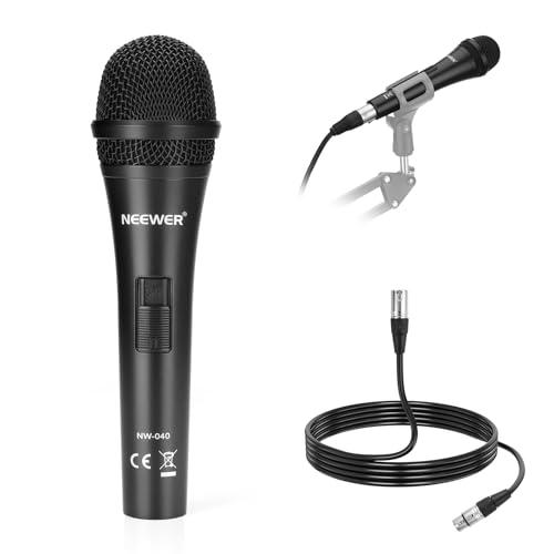 Neewer Microfono Dinamico Cardioide con Cavo Maschio XLR a Femmina XLR, Costruzione Metallica Rigida per Pickup Professionale di Strumenti Musicali, Voce, Radiodiffusione, Discorso, Nero(NW-040)
