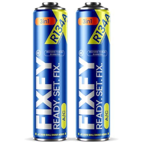 FIXFY 3 in 1 - 2 pezzi di ricambio per refrigerante R134a con olio e sigillante - riempimento autonomo del condizionatore d'aria 2 x 500 ml per auto 1995-2016