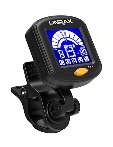 Linrax LT-1 Accordatore Chitarra, Accordatore Cromatico per Chitarra, Basso, Ukulele, Violino, Banjo, Mandolino, Display LCD 360°, Clip On Tuner Digitale per tutti gli Strumenti a Corde, Nero