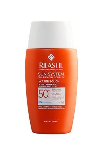 Rilastil Sun System Water Touch Fluido Comfort, Fluido Solare Idratante Viso, Effetto Setoso e Matt, SPF 50+, per Tutti i Tipi di Pelle, Confezione da 50 ml