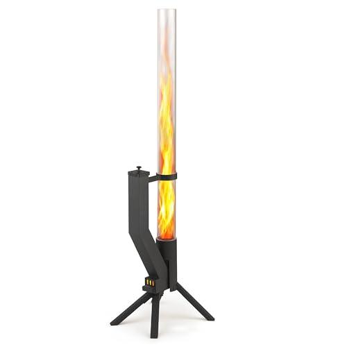 GARDENFLARE Colonna di Fuoco in Acciaio Inox e Torcia a Pellet per un'Atmosfera Incantevole – Elegante Alternativa ai Riscaldatori da Terrazza e ai Camini da Giardino per la Tua Terrazza (Nero)