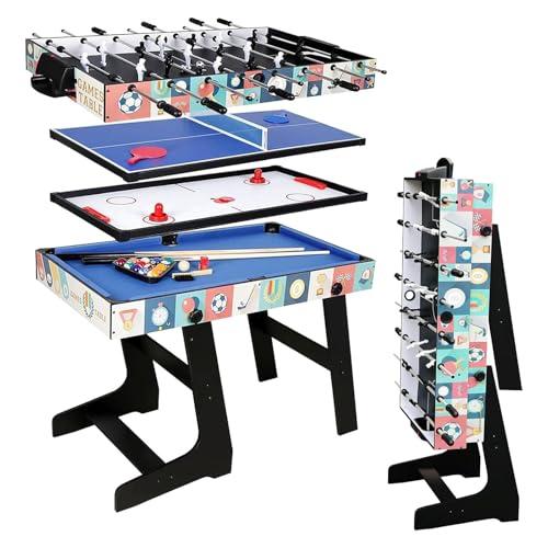 HLC- tavolo multigioco 4 in 1, pieghevole, biliardo, calcio balilla, Hockey, ping pong, 121,5 x 61 x 81,3 cm