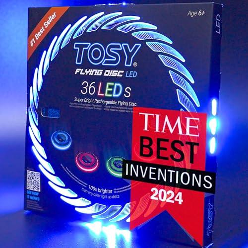 TOSY Disco volante - 16 milioni di colori RGB o 36 LED, estremamente luminoso, modalità intelligenti, illuminazione automatica, ricaricabile, compleanno, regalo di Natale per bambini, frisbee da 175 g