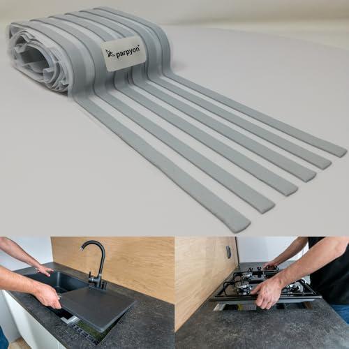 Parpyon® Sigillante Lavello Cucina Piano cottura CM 360 Tubi scarico lavandino Antiodore, Flessibili Rubinetto miscelatore Prolunga tubo filettato + nastro e guarnizione (Sigillante Lavello-S2)