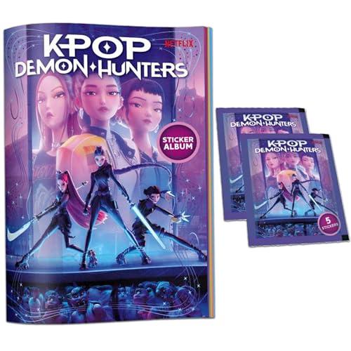 KPOP DEMON HUNTERS Album con 2 Bustine + Poster in Omaggio, Starter Pack, Offical Stickers Netflix