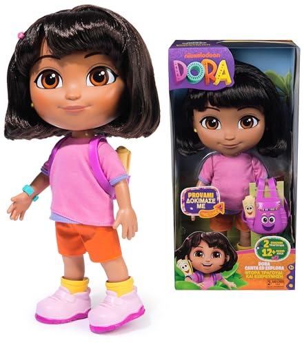 Dora, bambola Dora canta ed esplora con musica, effetti sonori, frasi bilingue, abiti e accessori per bambole, giocattoli per bambine e bambini dai 3 anni in su