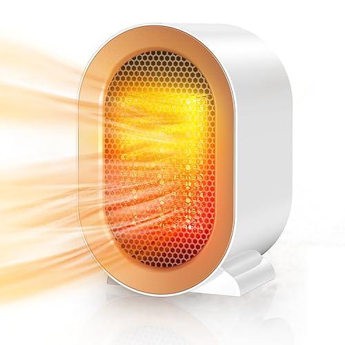 Stufetta Elettrica Basso Consumo, Stufa Bagno, Termoventilatore Ceramico 800/1200W, Protenzione Anti-surriscaldamento e Ribaltamento, 2 Impostazioni di Calore, dormitorio a risparmio energetico