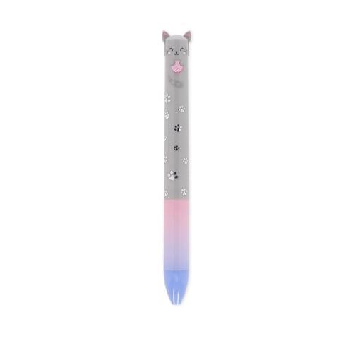 Legami - Penna Click&Clack a Due Colori, Tema Kitty, Inchiostro Blu e Rosa, Penna a Scatto, Ideale per Scuola Ufficio Casa, Bicolore, Diametro Punta 1 mm