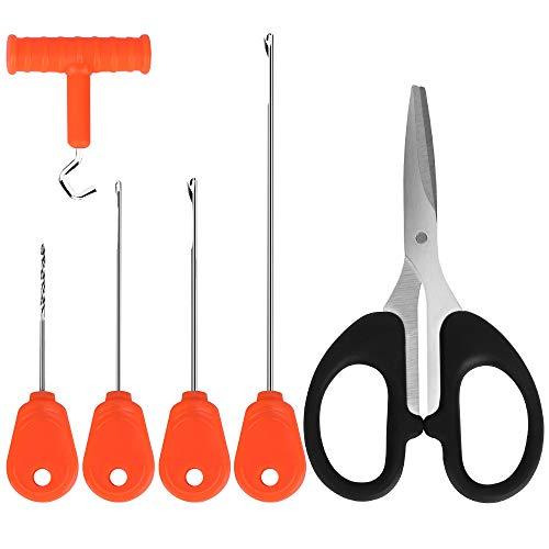 Luroad Carp Fishing Baiting Rigs Tool Kit Set, 6 in 1 Carp Fishing Tackle Kit, Compreso l'Ago del Gancio, Trapano, Estrattore di Nodi e la Linea di Treccia di Pesca Forbici per Lures Bait Driller