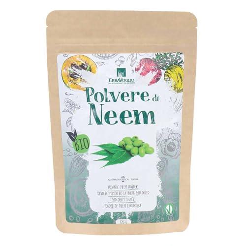 Erbavoglio Neem Polvere Bio - 125 g - Cosmetico biologico - Con potenti proprietà antibatteriche e purificanti, ideale per trattare la pelle, combattere impurità e infiammazioni.