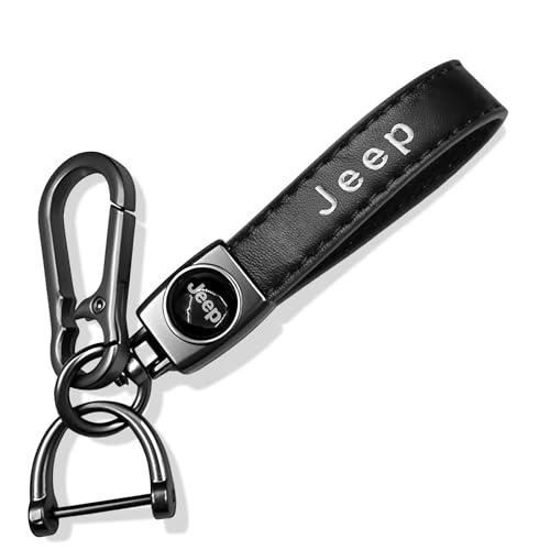 SyFednn Portachiavi Auto in Pelle Compatibile con Compass, Wrangler/Rubicon, Grand Cherokee, Portachiavi Personalizzato Uomo Donna, Accessori Chiave Auto/Moto Regalo Coppia, Nero