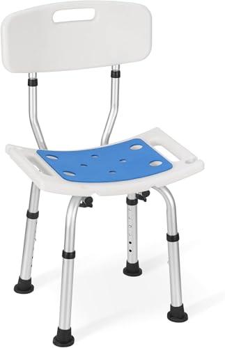 Careboda 6 sedie da doccia regolabili in altezza con montaggio senza attrezzi, sedia da bagno in alluminio con cuscino di seduta per doccia interna, antiscivolo per la sicurezza per anziani, disabili