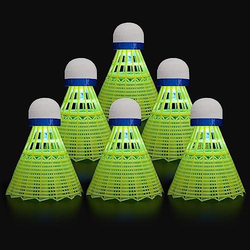 KATELUO LED Badminton, 6pcs Luminoso Badminton LED, Volano Badminton, Volani in Nylon Badminton, Volani da Badminton LED, Palline da Badminton LED, Colorate Volani da Badminton