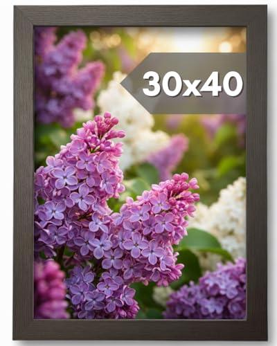 NOOGUI - Cornice 30X40 - Legno Nero - Parte Frontale Antiriflesso - Per Foto, Diplomi, Poster o Puzzle - Posizionamento Verticale o Orizzontale - Spessore 2 cm - Facile da Pulire
