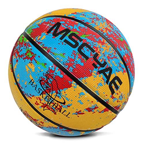 MSCYAE Pallone da pallacanestro misura 5 e 3, mini pallone per bambini giovani, gomma per esterni, colore arancione