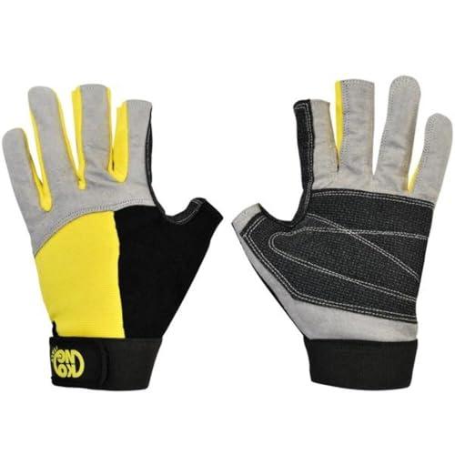 Kong. Alex Gloves. Guanti Tecnici da Arrampicata e Soccorso. 3 Dita Scoperte. in Pelle con Palmo Rinforzato in Kevlar®. Dorso Traspirante Elasticizzato. EN 388. Taglia M