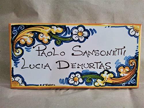 Targa porta nome-cognome Ceramica siciliana 100% personalizzata