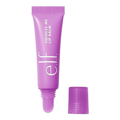 e.l.f. Squeeze Me Lip Balm, balsamo labbra idratante con tinta sheer, infuso con acido ialuronico, prodotto vegano e non testato sugli animali, Grape