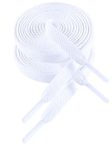 VSUDO 130 cm Lacci per Scarpe Bianco Neve Piatti da Ginnastica, Lacci Sneakers Bianco Neve Larghi 8mm, Stringhe Scarpe da Ginnastica, Lacci per Scarpe Sportive di Ricambio (1 Paio-Bianco Neve-130cm)
