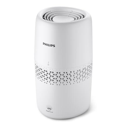 Umidificatore Evaporativo Philips Serie 2000, Umidificazione Igienica, 99,97% Meno Batteri, Serbatoio Acqua da 2L, 190 ml/h, per Stanze fino a 31 m², Ultra Silenzioso (32 dB), Bianco (HU2510/10)