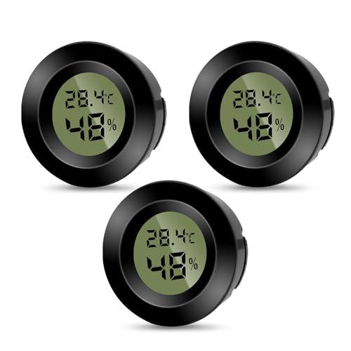 Pixelure 3PCS Piccolo Termometro Igrometro Digitale per Interni Termometro d'atmosfera Ambiente,Monitor di Temperatura e Umidometro Mini Misuratore di Umidità Accurato per Camera/Serra/Cantina di Vini