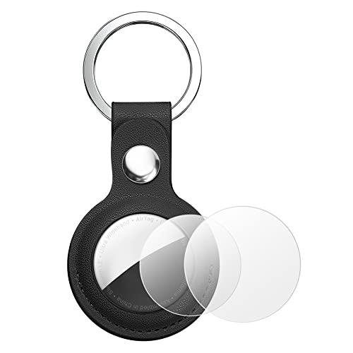 AXFEE Portachiavi AirTag, in Pelle, Localizzatore di Chiavi Portatile per Zaini e Animali Domestici, Supporto per Cover Protettiva per Tracker per AirTag, Forte il Segnale GPS-Nero